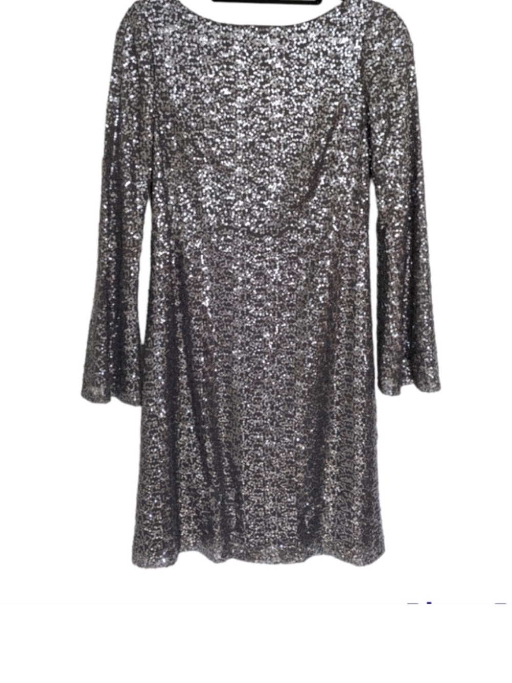 Lauren Ralph Lauren Silver Sequin Long Sleeve Dress